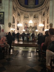 string ensemble and vocalist in St. Paul's cathedral, Paris, France.