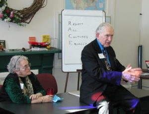 Rev. Robert and Jeannie Graetz addressing a group of students